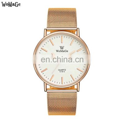 WOMAGE 1118 Women Simple Low Price Life Waterproof Hand Watch Mesh Strap Analog Quartz Charm Wrist Watch