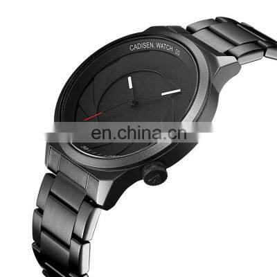 CADISEN 9056 Trendy analog quartz men silicone bracelets stainless steel back made in china black wrist watch