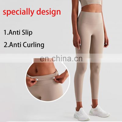In Stock Wholesale Women High Waist Crotchless Yoga  Leggings Butt Lift Sports Gym Anti Slip Anti Curling Yoga Legging Pants