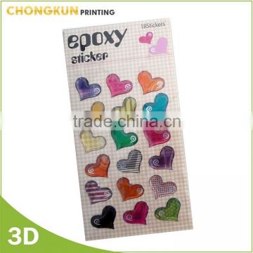 Eco-friendly and Safe funny kids printing 3d epoxy sticker