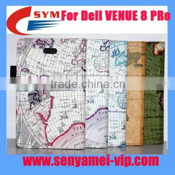 Factory price PU leather For Venue 8 Pro Case Leather, Map style For Dell Venue 8 leather case