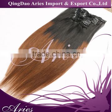 Remy Clip-in Human Hair Extensions Ombre Balayage Custom Color 180grams