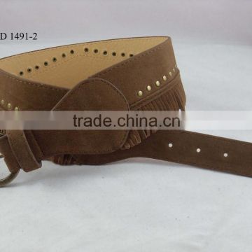 ladies PU leather waist tassel rivet belt for women