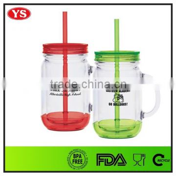 Hot sale cheap 20 oz double wall mason jar for beverage with handle
