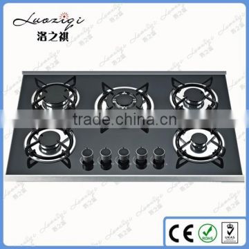 Built-in tempered Glass 5 burners gas stove/gas cooker for sale