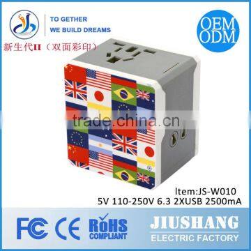 2015Hot Rubik's cube universal ac multi double USB travel charger adapter or travel adapter kit