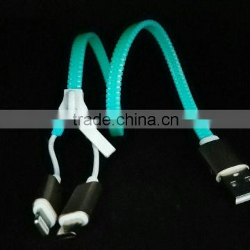 small fast selling items glow fluorescence earphone zipper earphone for android mobile phone