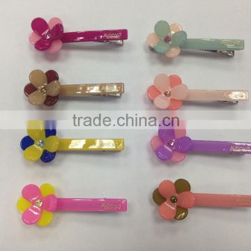 Fancy kids acetate duck clip diamante hair accessories fashion girls flower hair clips