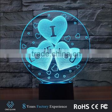 2017 Amazing gift new product ideas 7color 3d night light LED Lamp for lover
