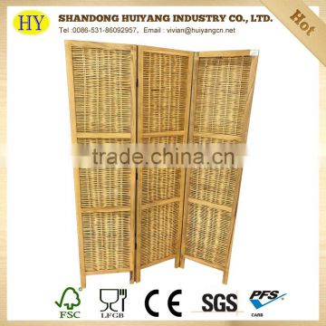 rattan weaved shabby chic folding wooden screen room divider