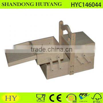 2016 customized cheap unfinished folding wooden sewing box for sale