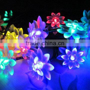 2016 new hot sale 20 LED Lotus Flower Solar Power String Light for Outdoor Christmas Party Festival