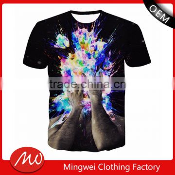 OEM factory mens colorful fancy digital print t-shirt with low price