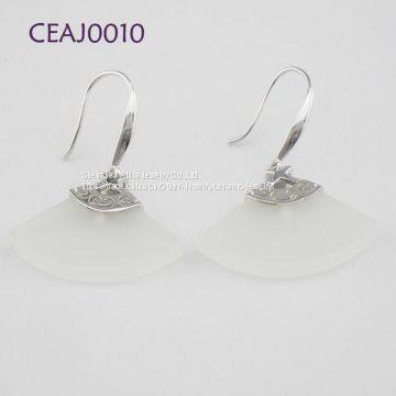 White Jade Silver Earrings Handmade Jewelry For Women Wear