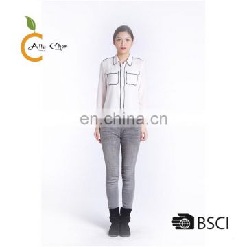 Design And Manufacture Customers' Requirement women ladies chiffon fabric blouse tops
