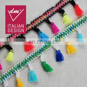 Top fashion multico Ethnic design fringe tassel trim