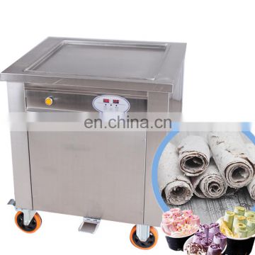 Topping Pans Fry Ice Machine/Single Frying Flat Pan Frying Ice Cream Roll Machine for sale