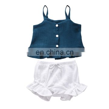 Casual Cool Sleeveless Top And Short Little Baby Clothing Baby Linen Set Girls