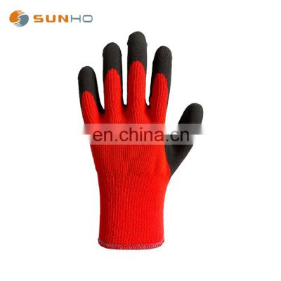 Sunnyhope winter thermal terry brushed warm lining latex coated safety work gloves
