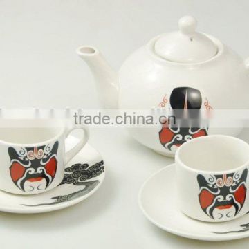 5 pcs tea pot set with cup and saucer and tea pot