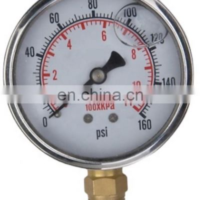 High quality factory direct supply 2 inch 50 mm SS 304 case oil filled connected with test hose pressure gauge
