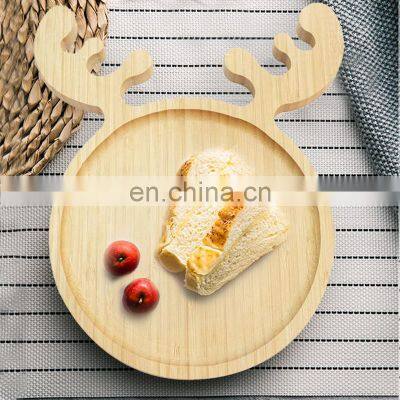 Popular Christmas Atmosphere Elk Antler Eco-friendly High Quality Beech Food Plate