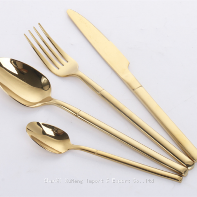 Gold Colored Flatware Sets 304 Stainless Steel Cutlery Set For Wedding