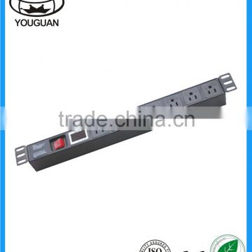 19''US type 7 ways PDU Socket with switch and Current voltmeter show control