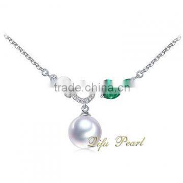2015 Fashion Pearl Necklace 925 Sterring Silver Freshwater Pearl Necklace Jewelry Wholesale Charm Necklace Mounting