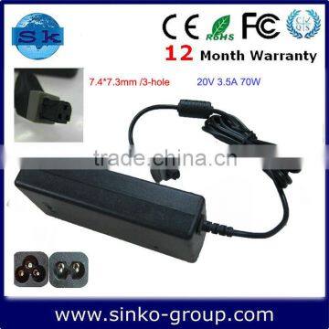 ac adapter for laptop output 20V 3.5A 70W 7.4*7.3mm/3-hole for DELL Notebooks