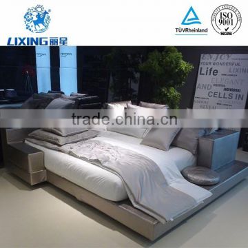 Lecong Furniture Unique Design Big Size Luxury Leather Bed