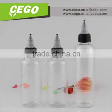 CEGO packing supplier 120ml PET twist bottle, 100ml/80ml/60ml/50ml/30ml in stock, color OEM