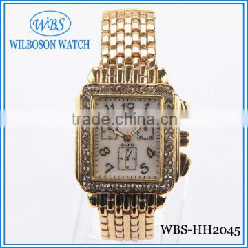 Hot selling newest alloy diamond ladies watch gold for sale