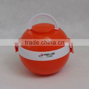 ball-shaped double layers plastic lunch box with handle(S & L)
