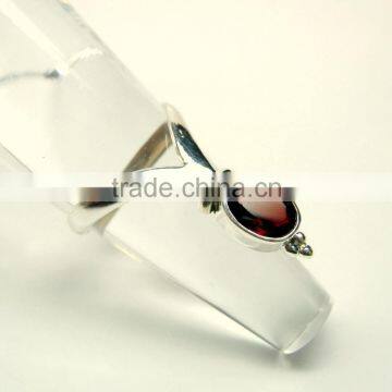 Garnet Facet 925 Sterling Silver Jewelry, Red Gemstone Ring, Designer 925 Silver Handmade Jewellery