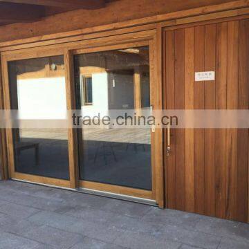 Exterior double glass sliding wood door wooden door