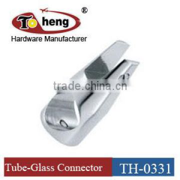 Glass shower door fittings support bar tube to glass connector and clamp