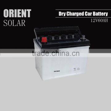 12V 60AH dry charged car battery