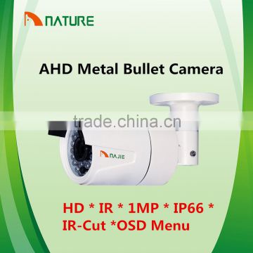 1.0 Megapixel IR CCTV AHD Metal Bullet Camera with IP66, OSD Menu, Image Anti-shake/Freeze, Privacy Mask