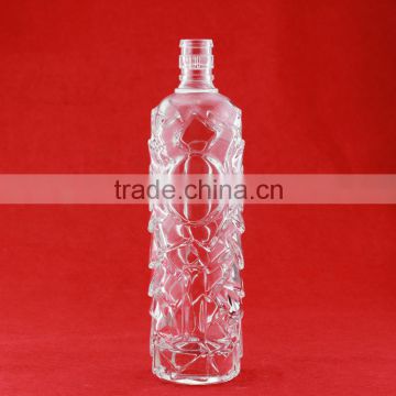 Hot sell scotch glass wine bottle 500ml black wine bottle butterfly shape glass bottle