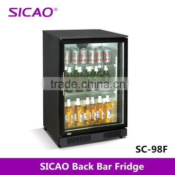 SC-98F Custom beer mini fridge stainless steel clear mini fridge display cooler