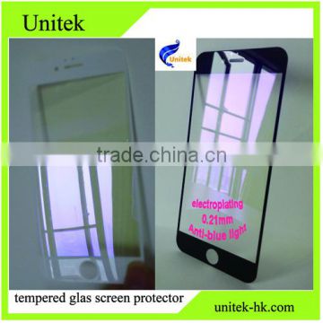 Trade assurance Manufacturer!Electroplating Anti-blue light 2.5D 0.21mm 9h hardness tempered glass screen protector for iphone