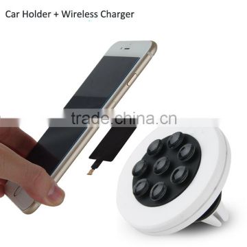 New sucker car holder with wireless charger charging function for mobile phone