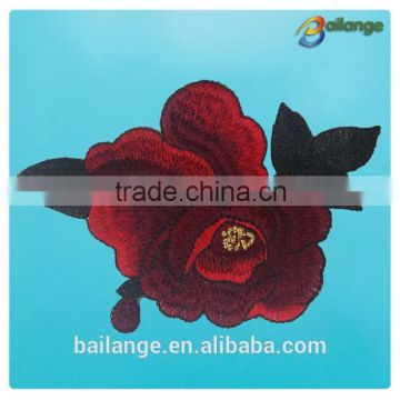 delicate red rose embroidered patches for clothing decoration