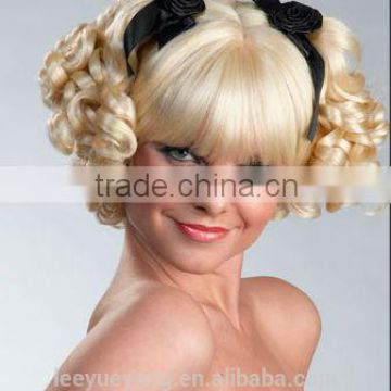High quality heat resistant blonde pixie party wigs