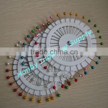 Wholesale decorative 55mm multi colors nickel plated pearlized round shape head pin for crafts making