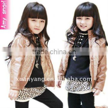 new fashion popular branded jackets girls leather coat for autumn season