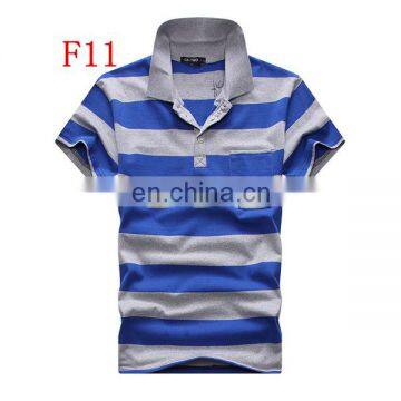 2015 latest silk screen printed stripe polo shirt for mens