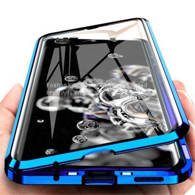 Magnetic Adsorption Metal Case For Huawei P30 Pro mate x Luxury Tempered Glass Cover For huawei P30 lite P20 Case