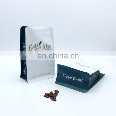 Custom Printed 340g 12oz Flat Bottom Box Pouch Coffee Bags Zip lock Coffee Bag With Valve